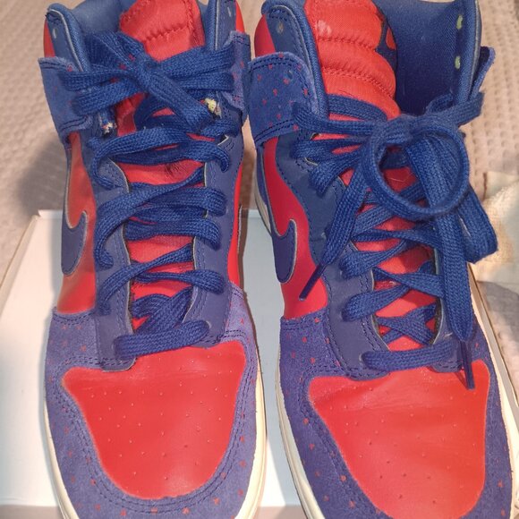 Nike Dunk Skinny Print Hyper Red Royal Blue Mid - Picture 2 of 4